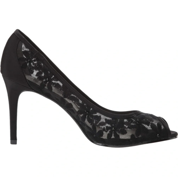 Adrianna Papell Women's Dressy Floral Lace Black Satin Pump Size 6 Wide NIB - Picture 5 of 8